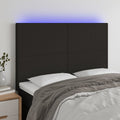 vidaXL Zagłówek do łóżka z LED, czarny, 144x5x118/128 cm, tkanina