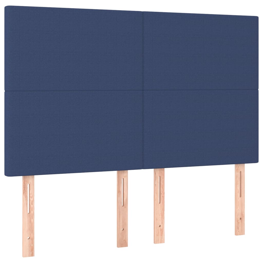 vidaXL Zagłówek do łóżka z LED, niebieski, 144x5x118/128 cm, tkanina