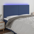vidaXL Zagłówek do łóżka z LED, niebieski, 160x5x118/128 cm, tkanina