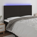 vidaXL Zagłówek do łóżka z LED, czarny, 180x5x118/128 cm, tkanina