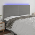 vidaXL Zagłówek do łóżka z LED, ciemnoszary, 200x5x118/128 cm, tkanina