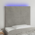 vidaXL Zagłówek do łóżka z LED, jasnoszary, 80x5x118/128 cm, aksamit