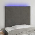vidaXL Zagłówek do łóżka z LED, ciemnoszary, 80x5x118/128 cm, aksamit