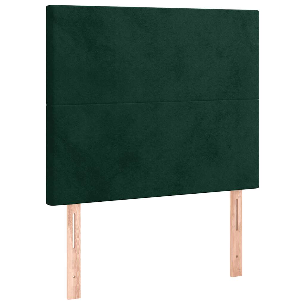 vidaXL Zagłówek do łóżka z LED, ciemnozielony, 100x5x118/128 cm