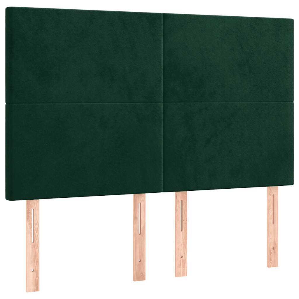 vidaXL Zagłówek do łóżka z LED, ciemnozielony, 144x5x118/128 cm