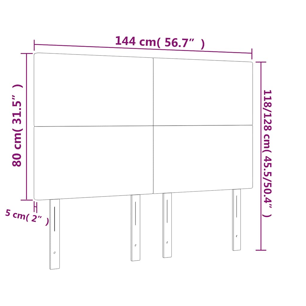 vidaXL Zagłówek do łóżka z LED, ciemnozielony, 144x5x118/128 cm