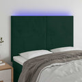 vidaXL Zagłówek do łóżka z LED, ciemnozielony, 144x5x118/128 cm