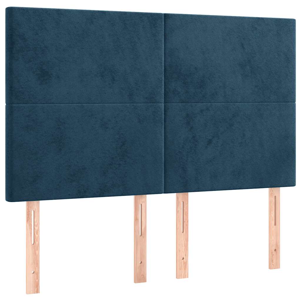 vidaXL Zagłówek do łóżka z LED ciemnoniebieski, 144x5x118/128 cm