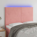 vidaXL Zagłówek do łóżka z LED, różowy, 144x5x118/128 cm, aksamit