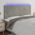 vidaXL Zagłówek do łóżka z LED, jasnoszary, 160x5x118/128 cm, aksamit