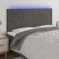 vidaXL Zagłówek do łóżka z LED, ciemnoszary, 160x5x118/128 cm, aksamit