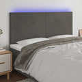 vidaXL Zagłówek do łóżka z LED, ciemnoszary, 180x5x118/128 cm, aksamit