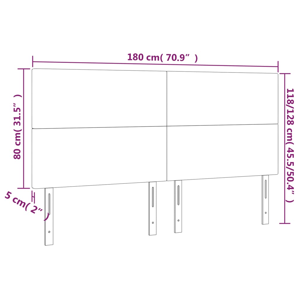 vidaXL Zagłówek do łóżka z LED, czarny, 180x5x118/128 cm, aksamit