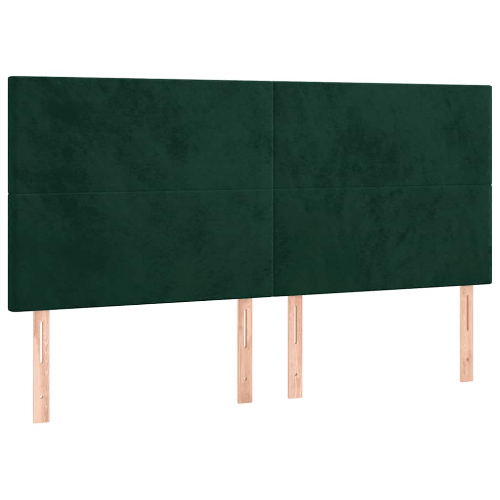 vidaXL Zagłówek do łóżka z LED, ciemnozielony, 180x5x118/128 cm