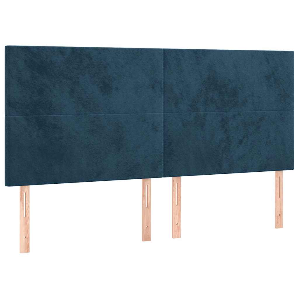 vidaXL Zagłówek do łóżka z LED, ciemnoniebieski, 180x5x118/128 cm