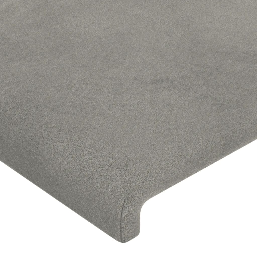 vidaXL Zagłówek do łóżka z LED, jasnoszary, 200x5x118/128 cm, aksamit