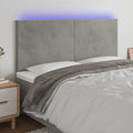 vidaXL Zagłówek do łóżka z LED, jasnoszary, 200x5x118/128 cm, aksamit