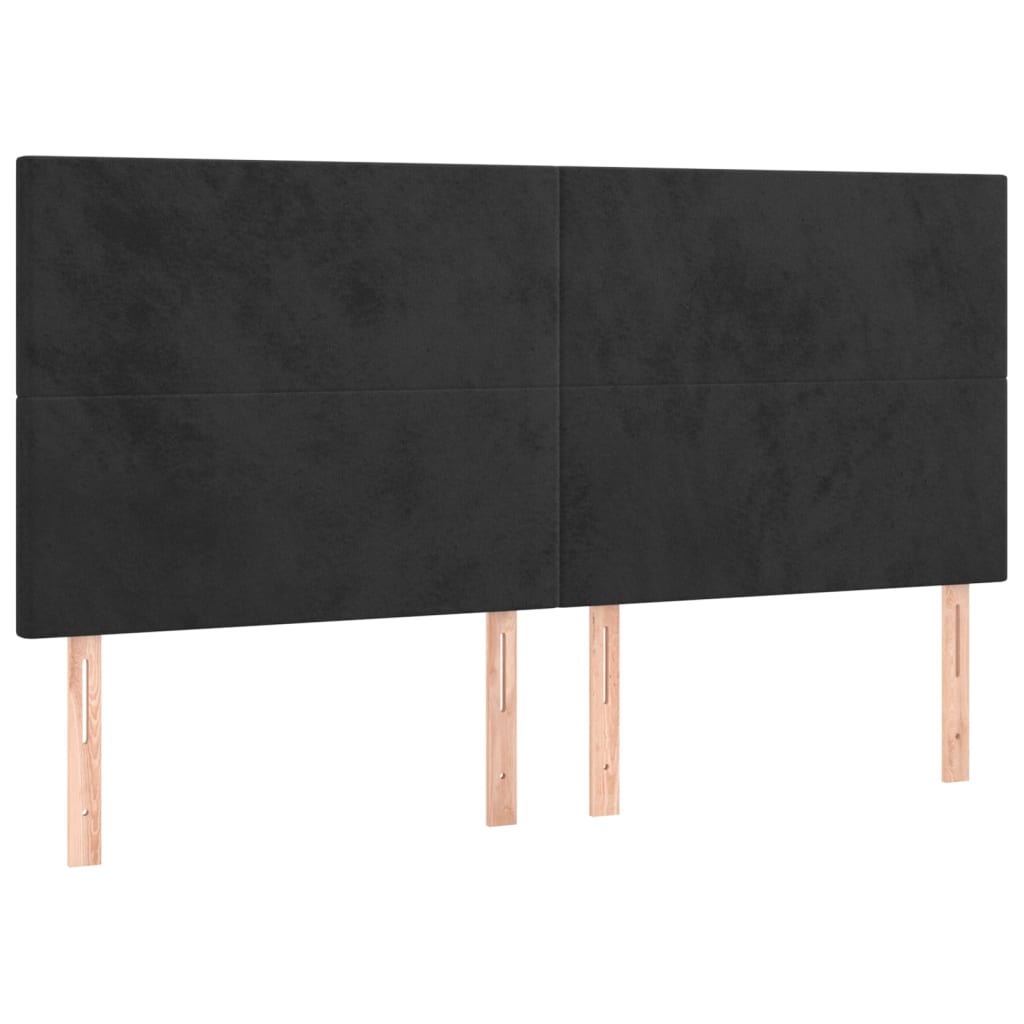 vidaXL Zagłówek do łóżka z LED, czarny, 200x5x118/128 cm, aksamit