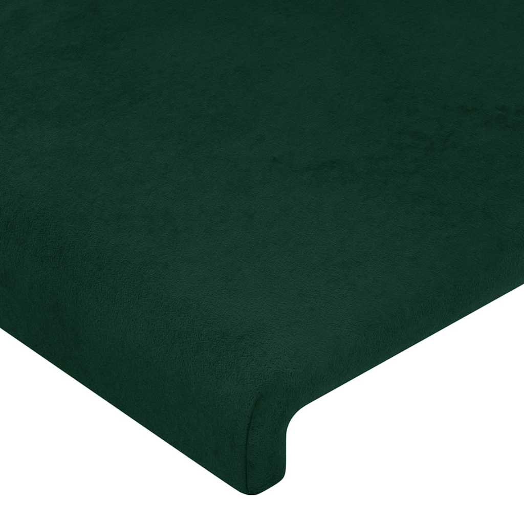 vidaXL Zagłówek do łóżka z LED, ciemnozielony, 200x5x118/128 cm