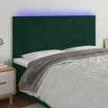 vidaXL Zagłówek do łóżka z LED, ciemnozielony, 200x5x118/128 cm