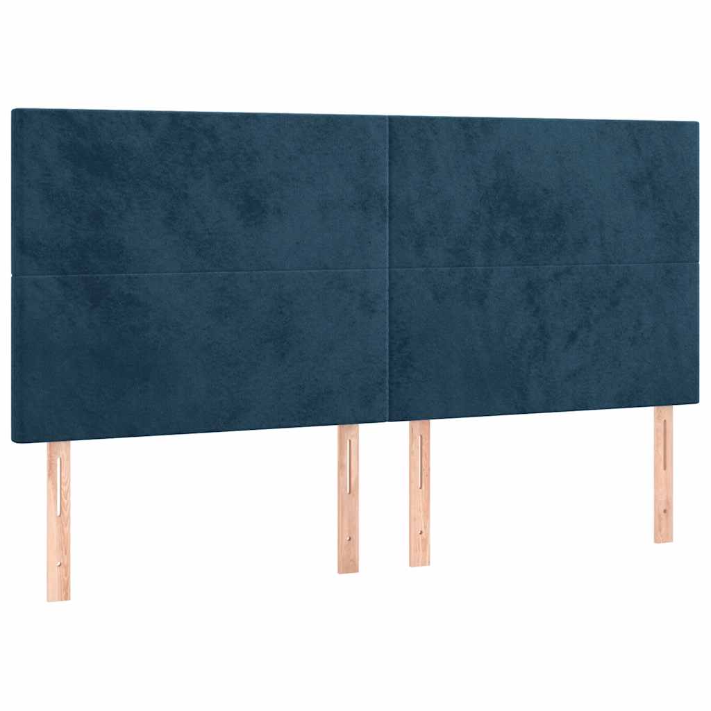 vidaXL Zagłówek do łóżka z LED, ciemnoniebieski, 200x5x118/128 cm