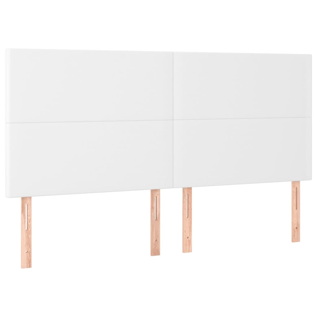 vidaXL Zagłówek do łóżka, biały, 200x5x118/128 cm, sztuczna skóra