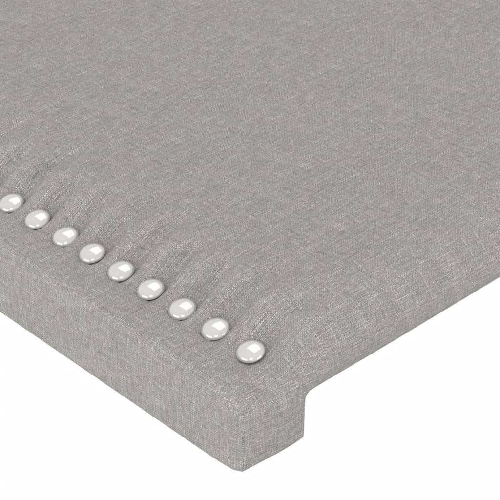 vidaXL Zagłówek do łóżka z LED, jasnoszary, 90x5x118/128 cm, tkanina
