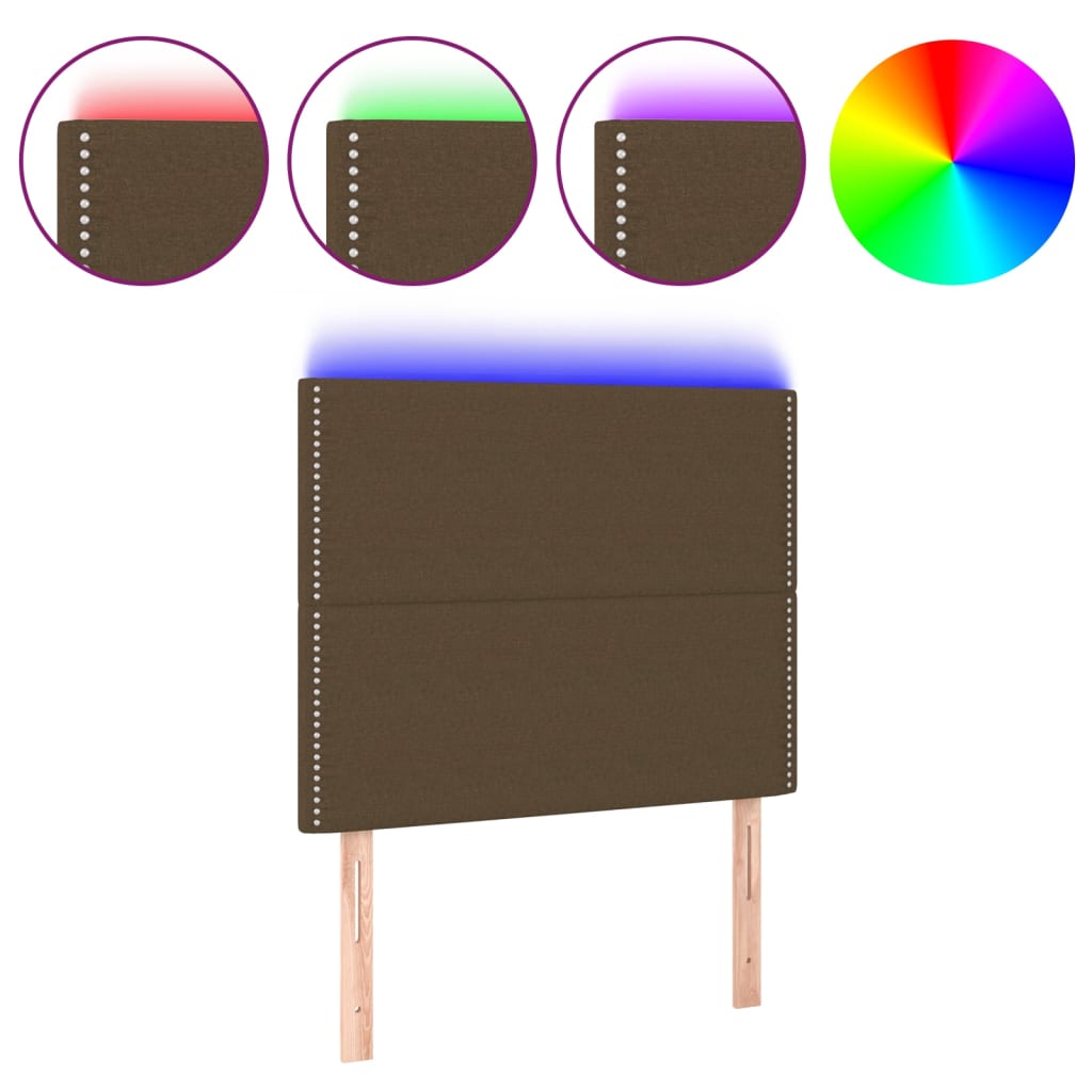 vidaXL Zagłówek do łóżka z LED ciemnobrązowy, 90x5x118/128 cm tkanina