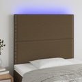 vidaXL Zagłówek do łóżka z LED ciemnobrązowy, 90x5x118/128 cm tkanina