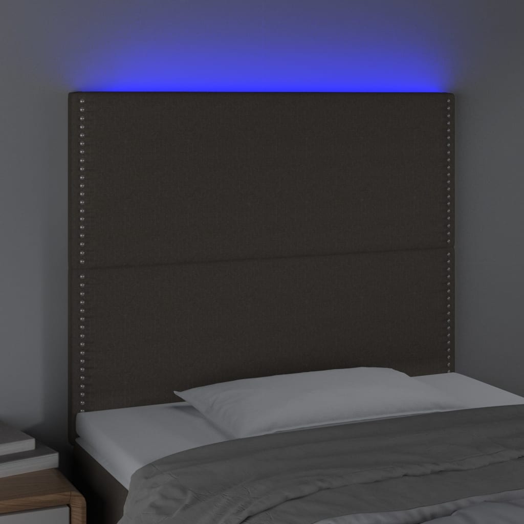 vidaXL Zagłówek do łóżka z LED, taupe, 90x5x118/128 cm, tkanina