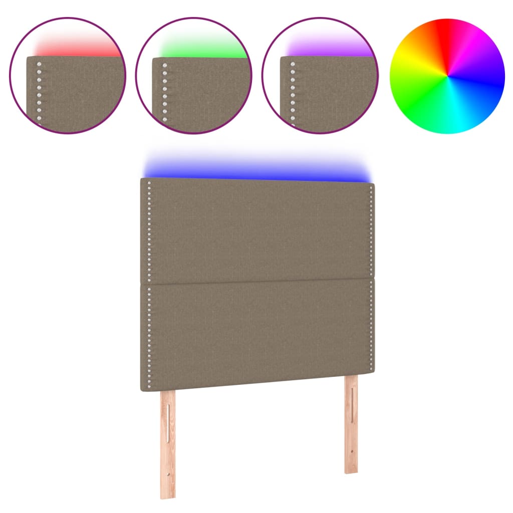 vidaXL Zagłówek do łóżka z LED, taupe, 100x5x118/128 cm, tkanina
