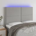vidaXL Zagłówek do łóżka z LED, jasnoszary, 144x5x118/128 cm, tkanina