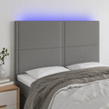 vidaXL Zagłówek do łóżka z LED, ciemnoszary, 144x5x118/128 cm, tkanina