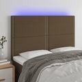vidaXL Zagłówek do łóżka z LED ciemnobrązowy 144x5x118/128 cm tkanina