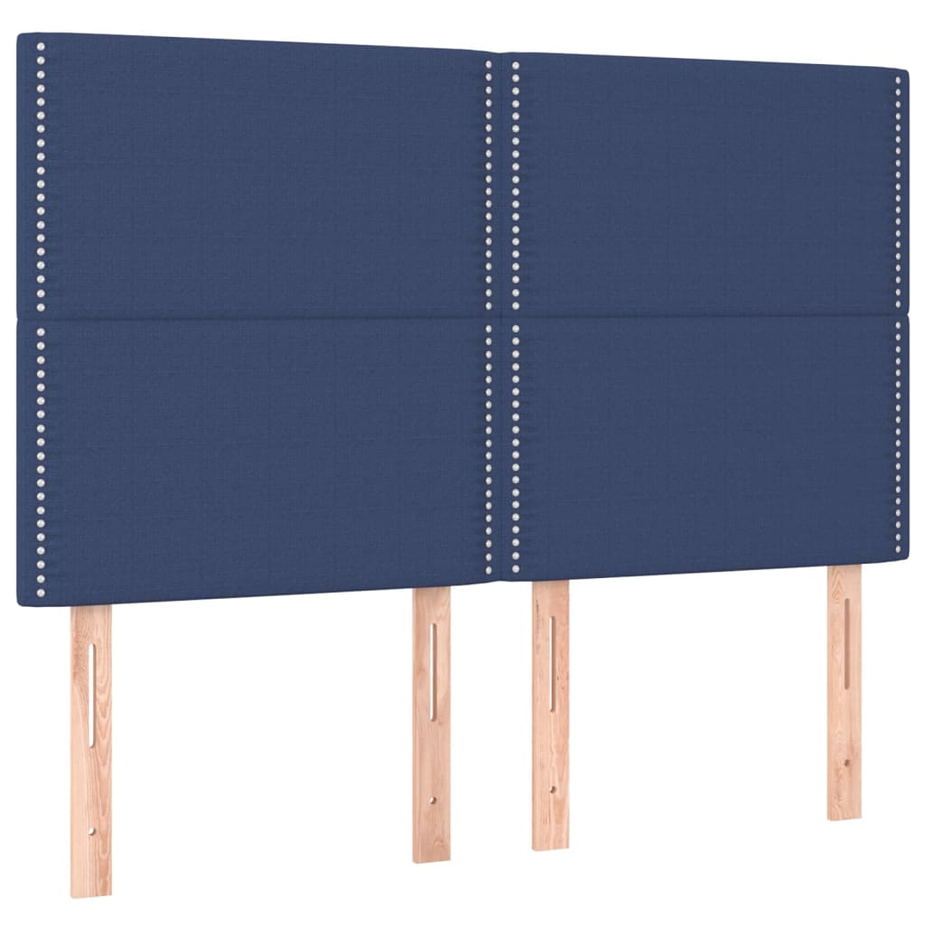 vidaXL Zagłówek do łóżka z LED, niebieski, 144x5x118/128 cm, tkanina
