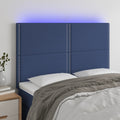 vidaXL Zagłówek do łóżka z LED, niebieski, 144x5x118/128 cm, tkanina