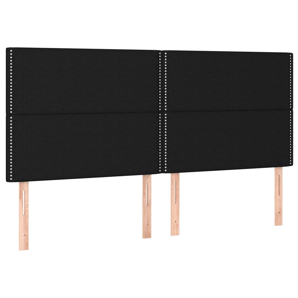 vidaXL Zagłówek do łóżka z LED, czarny, 180x5x118/128 cm, tkanina