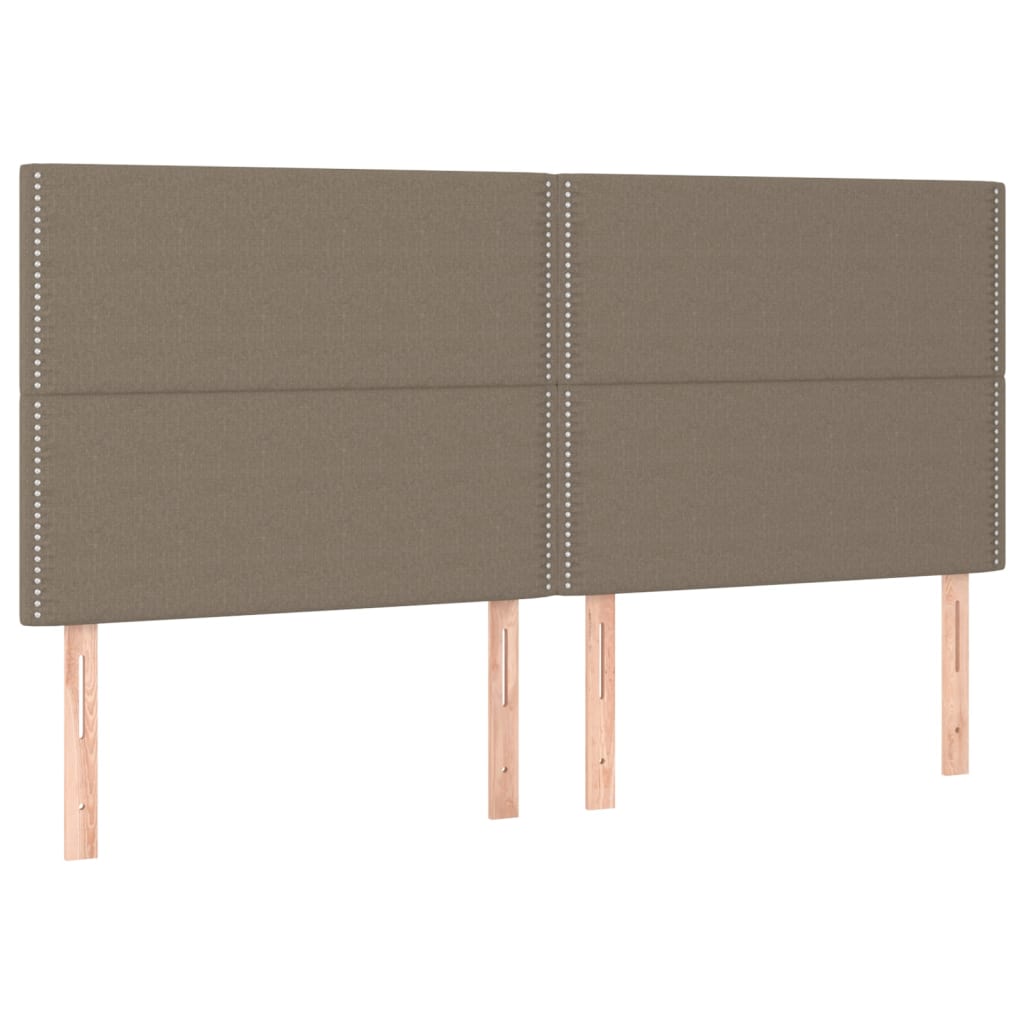 vidaXL Zagłówek do łóżka z LED, taupe, 180x5x118/128 cm, tkanina