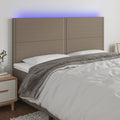 vidaXL Zagłówek do łóżka z LED, taupe, 180x5x118/128 cm, tkanina