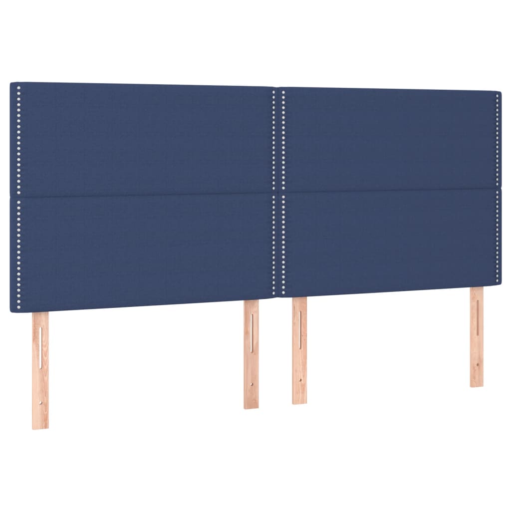 vidaXL Zagłówek do łóżka z LED, niebieski, 180x5x118/128 cm, tkanina