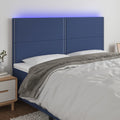 vidaXL Zagłówek do łóżka z LED, niebieski, 180x5x118/128 cm, tkanina