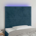 vidaXL Zagłówek do łóżka z LED, ciemnoniebieski, 80x5x118/128 cm