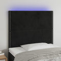 vidaXL Zagłówek do łóżka z LED, czarny, 90x5x118/128 cm, aksamit