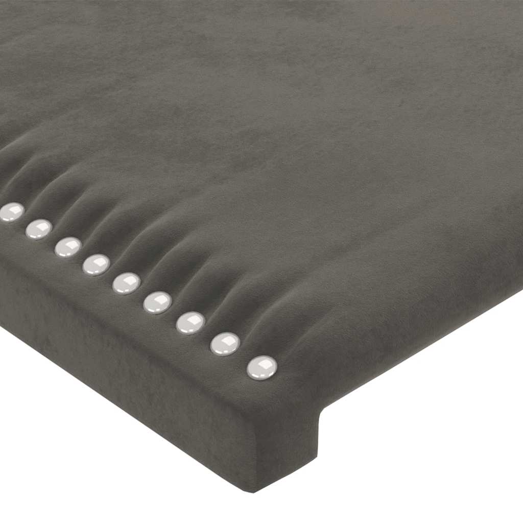 vidaXL Zagłówek do łóżka z LED, ciemnoszary, 144x5x118/128 cm, aksamit
