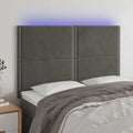 vidaXL Zagłówek do łóżka z LED, ciemnoszary, 144x5x118/128 cm, aksamit