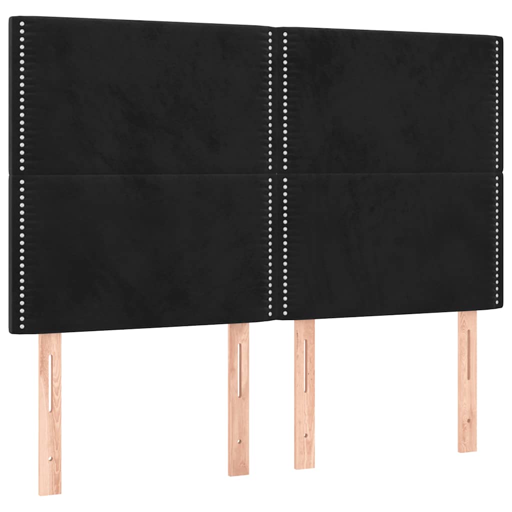 vidaXL Zagłówek do łóżka z LED, czarny, 144x5x118/128 cm, aksamit