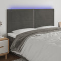 vidaXL Zagłówek do łóżka z LED, ciemnoszary, 160x5x118/128 cm, aksamit