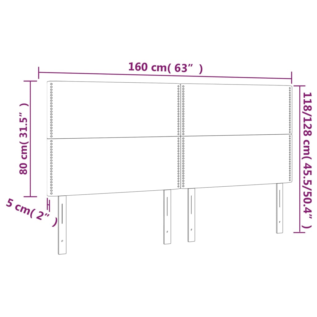 vidaXL Zagłówek do łóżka z LED, czarny, 160x5x118/128 cm, aksamit