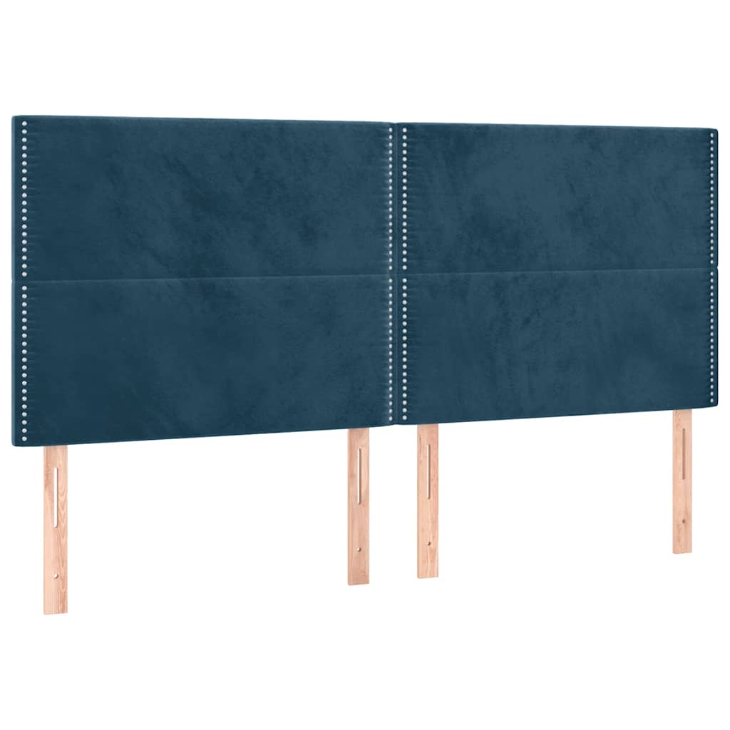 vidaXL Zagłówek do łóżka z LED, ciemnoniebieski, 160x5x118/128 cm