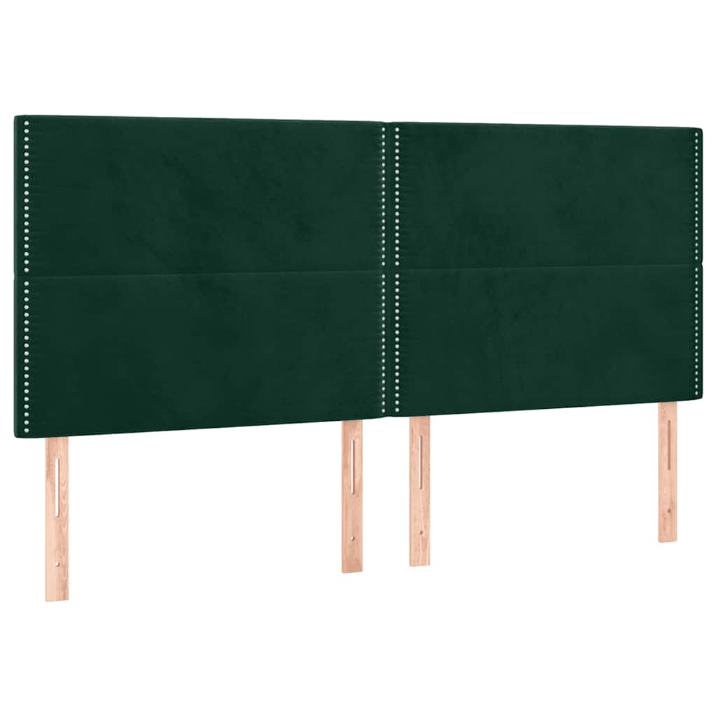 vidaXL Zagłówek do łóżka z LED, ciemnozielony, 200x5x118/128 cm